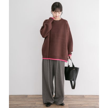 アイテムズ アーバンリサーチ ITEMS URBAN RESEARCH スウェットライクハイショクニット （ネイビー）｜詳細画像