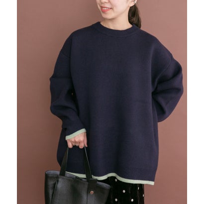 アイテムズ アーバンリサーチ ITEMS URBAN RESEARCH スウェットライクハイショクニット （ネイビー）｜詳細画像