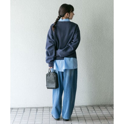 アイテムズ アーバンリサーチ ITEMS URBAN RESEARCH クロップドロゴスウェット （ネイビー）｜詳細画像