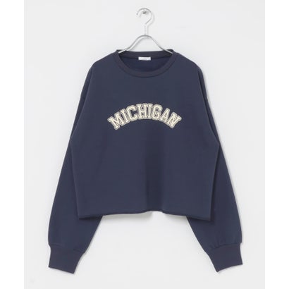 アイテムズ アーバンリサーチ ITEMS URBAN RESEARCH クロップドロゴスウェット （ネイビー）｜詳細画像