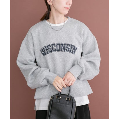 アイテムズ アーバンリサーチ ITEMS URBAN RESEARCH クロップドロゴスウェット （ネイビー）｜詳細画像