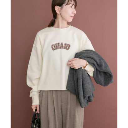 アイテムズ アーバンリサーチ ITEMS URBAN RESEARCH クロップドロゴスウェット （ネイビー）｜詳細画像