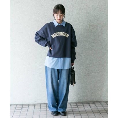アイテムズ アーバンリサーチ ITEMS URBAN RESEARCH クロップドロゴスウェット （アイボリー）｜詳細画像