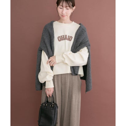 アイテムズ アーバンリサーチ ITEMS URBAN RESEARCH クロップドロゴスウェット （アイボリー）｜詳細画像