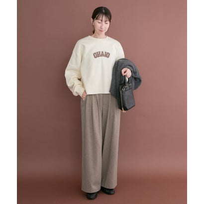 アイテムズ アーバンリサーチ ITEMS URBAN RESEARCH クロップドロゴスウェット （アイボリー）｜詳細画像