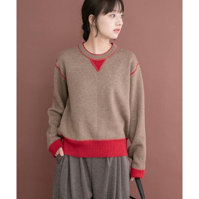 アイテムズ アーバンリサーチ ITEMS URBAN RESEARCH 2WAYリバーシブルニット （ブラウン）｜詳細画像