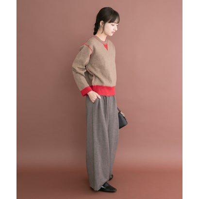 アイテムズ アーバンリサーチ ITEMS URBAN RESEARCH 2WAYリバーシブルニット （ブラウン）｜詳細画像