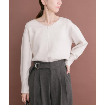 アイテムズ アーバンリサーチ ITEMS URBAN RESEARCH Vネックリンキングニット （ベージュ）｜詳細画像