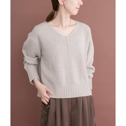 アイテムズ アーバンリサーチ ITEMS URBAN RESEARCH Vネックリンキングニット （ベージュ）｜詳細画像