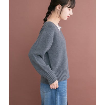 アイテムズ アーバンリサーチ ITEMS URBAN RESEARCH Vネックリンキングニット （ベージュ）｜詳細画像