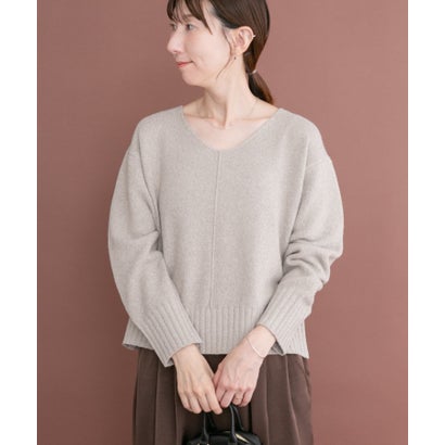 アイテムズ アーバンリサーチ ITEMS URBAN RESEARCH Vネックリンキングニット （チャコールグレー）｜詳細画像