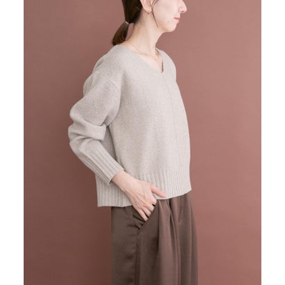 アイテムズ アーバンリサーチ ITEMS URBAN RESEARCH Vネックリンキングニット （チャコールグレー）｜詳細画像
