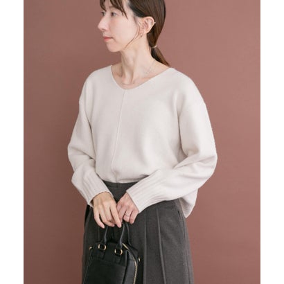 アイテムズ アーバンリサーチ ITEMS URBAN RESEARCH Vネックリンキングニット （チャコールグレー）｜詳細画像