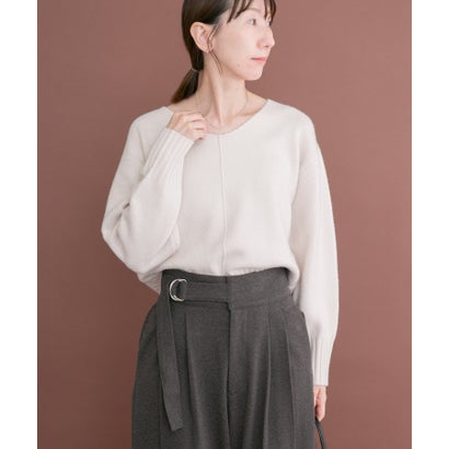 アイテムズ アーバンリサーチ ITEMS URBAN RESEARCH Vネックリンキングニット （オフホワイト）｜詳細画像