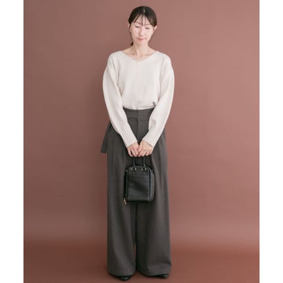 アイテムズ アーバンリサーチ ITEMS URBAN RESEARCH Vネックリンキングニット （オフホワイト）｜詳細画像