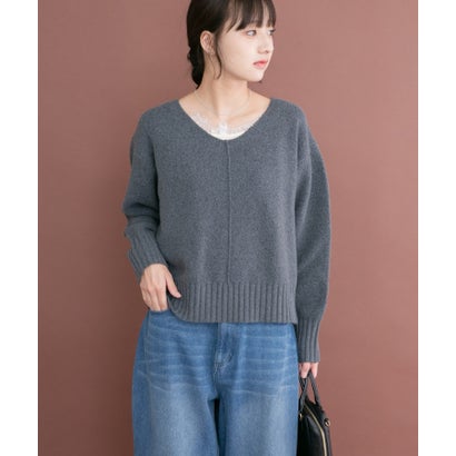 アイテムズ アーバンリサーチ ITEMS URBAN RESEARCH Vネックリンキングニット （オフホワイト）｜詳細画像
