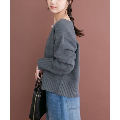 アイテムズ アーバンリサーチ ITEMS URBAN RESEARCH Vネックリンキングニット （オフホワイト）｜詳細画像