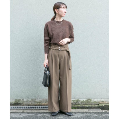 アイテムズ アーバンリサーチ ITEMS URBAN RESEARCH ウールミンククルーネックニット （ブラウン）｜詳細画像