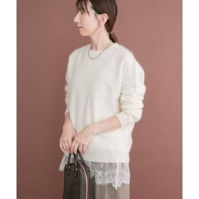 アイテムズ アーバンリサーチ ITEMS URBAN RESEARCH ウールミンククルーネックニット （ブラウン）｜詳細画像