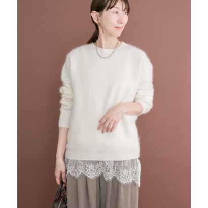 アイテムズ アーバンリサーチ ITEMS URBAN RESEARCH ウールミンククルーネックニット （ブラウン）｜詳細画像