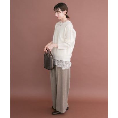 アイテムズ アーバンリサーチ ITEMS URBAN RESEARCH ウールミンククルーネックニット （ブラウン）｜詳細画像