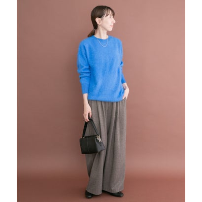 アイテムズ アーバンリサーチ ITEMS URBAN RESEARCH ウールミンククルーネックニット （ブルー）｜詳細画像