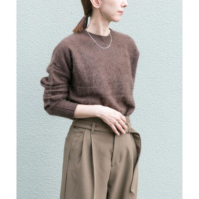 アイテムズ アーバンリサーチ ITEMS URBAN RESEARCH ウールミンククルーネックニット （ベージュ）｜詳細画像