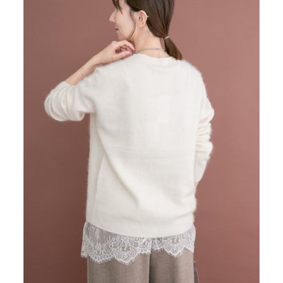 アイテムズ アーバンリサーチ ITEMS URBAN RESEARCH ウールミンククルーネックニット （ホワイト）｜詳細画像