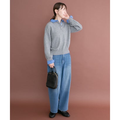 アイテムズ アーバンリサーチ ITEMS URBAN RESEARCH シャツカラーレイヤードニット （オフホワイト）｜詳細画像
