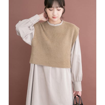 アイテムズ アーバンリサーチ ITEMS URBAN RESEARCH フェザーベストコンビワンピース （ベージュ）｜詳細画像
