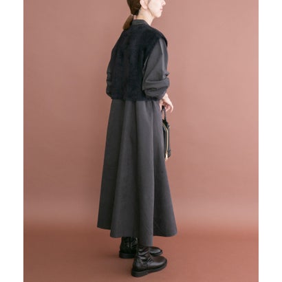アイテムズ アーバンリサーチ ITEMS URBAN RESEARCH フェザーベストコンビワンピース （グレー）｜詳細画像