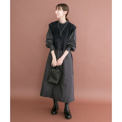 アイテムズ アーバンリサーチ ITEMS URBAN RESEARCH フェザーベストコンビワンピース （グレー）｜詳細画像