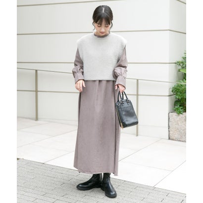 アイテムズ アーバンリサーチ ITEMS URBAN RESEARCH フェザーベストコンビワンピース （グレー）｜詳細画像