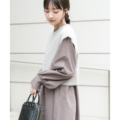 アイテムズ アーバンリサーチ ITEMS URBAN RESEARCH フェザーベストコンビワンピース （グレー）｜詳細画像