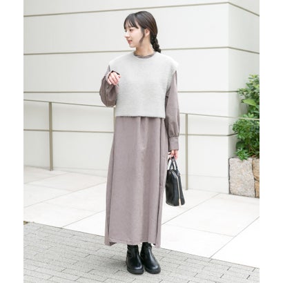アイテムズ アーバンリサーチ ITEMS URBAN RESEARCH フェザーベストコンビワンピース （ブラック）｜詳細画像