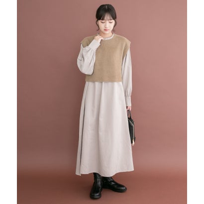アイテムズ アーバンリサーチ ITEMS URBAN RESEARCH フェザーベストコンビワンピース （ブラック）｜詳細画像