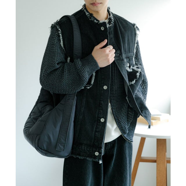 デニムフリンジベスト （BLACK）