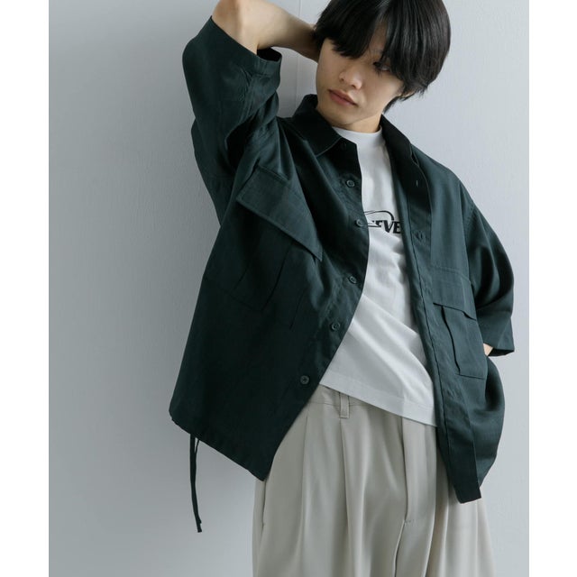 CPOサイドデザインルーズシャツ （GREEN）