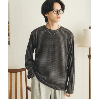 センス オブ プレイス バイ アーバンリサーチ SENSE OF PLACE by URBAN RESEARCH ブラッシュドボーダーロングTシャツ （ボルドー）｜詳細画像