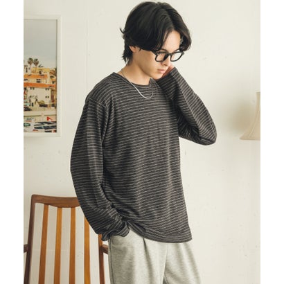 センス オブ プレイス バイ アーバンリサーチ SENSE OF PLACE by URBAN RESEARCH ブラッシュドボーダーロングTシャツ （ボルドー）｜詳細画像