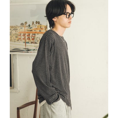 センス オブ プレイス バイ アーバンリサーチ SENSE OF PLACE by URBAN RESEARCH ブラッシュドボーダーロングTシャツ （ボルドー）｜詳細画像
