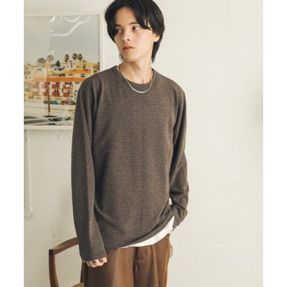 センス オブ プレイス バイ アーバンリサーチ SENSE OF PLACE by URBAN RESEARCH ブラッシュドボーダーロングTシャツ （ボルドー）｜詳細画像