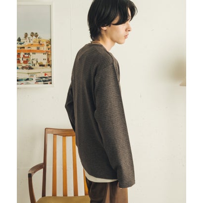 センス オブ プレイス バイ アーバンリサーチ SENSE OF PLACE by URBAN RESEARCH ブラッシュドボーダーロングTシャツ （ボルドー）｜詳細画像