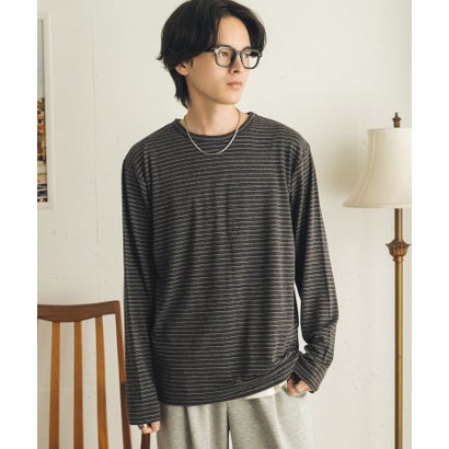 センス オブ プレイス バイ アーバンリサーチ SENSE OF PLACE by URBAN RESEARCH ブラッシュドボーダーロングTシャツ （ブラック）｜詳細画像