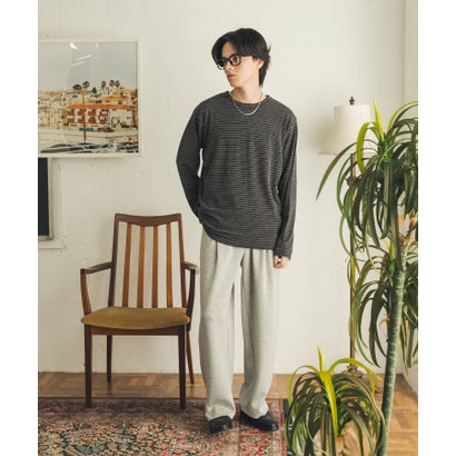 センス オブ プレイス バイ アーバンリサーチ SENSE OF PLACE by URBAN RESEARCH ブラッシュドボーダーロングTシャツ （ブラウン）｜詳細画像