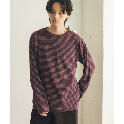 センス オブ プレイス バイ アーバンリサーチ SENSE OF PLACE by URBAN RESEARCH ブラッシュドボーダーロングTシャツ （ブラウン）｜詳細画像