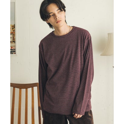 センス オブ プレイス バイ アーバンリサーチ SENSE OF PLACE by URBAN RESEARCH ブラッシュドボーダーロングTシャツ （ブラウン）｜詳細画像