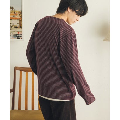 センス オブ プレイス バイ アーバンリサーチ SENSE OF PLACE by URBAN RESEARCH ブラッシュドボーダーロングTシャツ （ブラウン）｜詳細画像