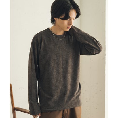 センス オブ プレイス バイ アーバンリサーチ SENSE OF PLACE by URBAN RESEARCH ブラッシュドボーダーロングTシャツ （ブラウン）｜詳細画像
