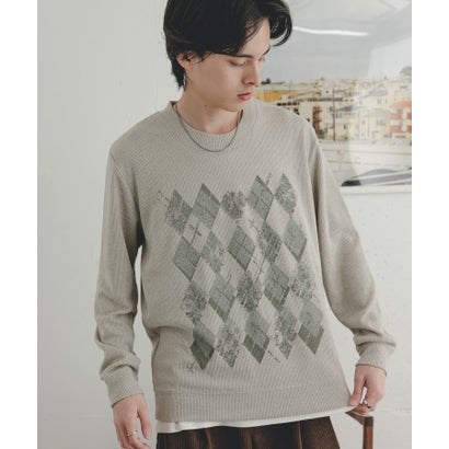 センス オブ プレイス バイ アーバンリサーチ SENSE OF PLACE by URBAN RESEARCH クラックアーガイルクルーネックプルオーバー （ブラック）｜詳細画像